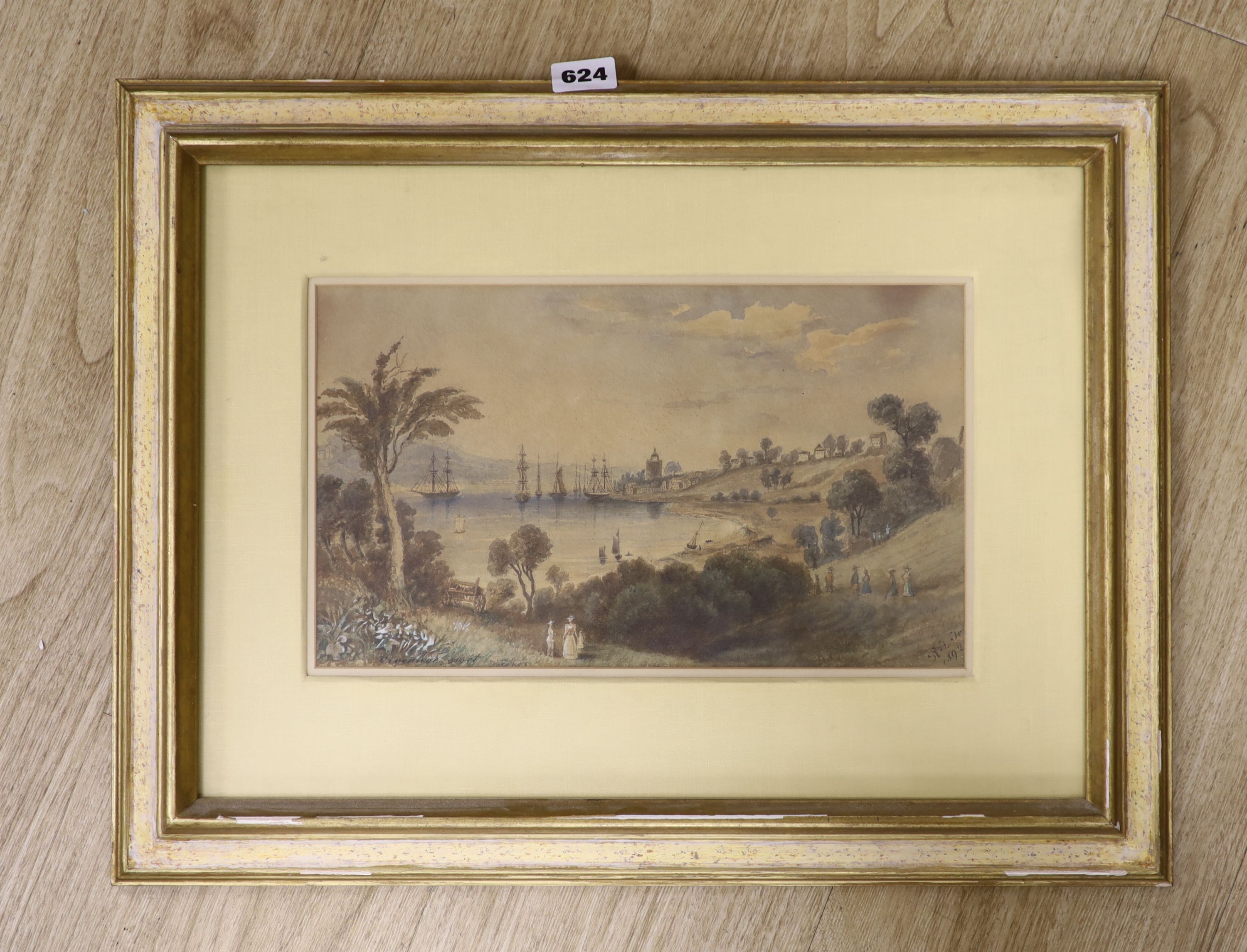 R. St ... 1892, watercolour, 'Wivenhoe, Essex, view from Alresford Creek